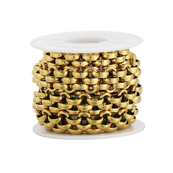Stainless Steel Handmade Braided Thick Chain Necklace And Exaggerated Bracelet With 18K Electroplating