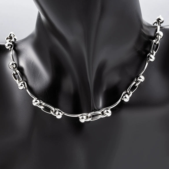 Stainless Steel Handmade Double Bead Chain Nonfading Necklace Bracelet With Electrolysis Brightening