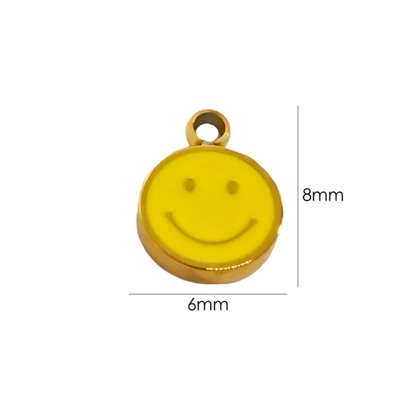 Stainless Steel Handmade Dripping Oil Smiley Small Pendant Accessories