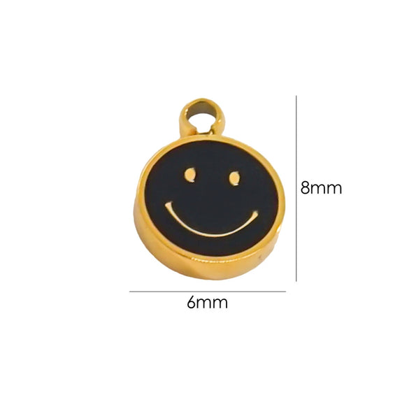 Stainless Steel Handmade Dripping Oil Smiley Small Pendant Accessories
