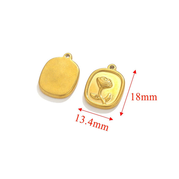 Stainless Steel Handmade Exquisite Simple Niche Rose Flower Pendant Necklace With Gold Plated Treatment