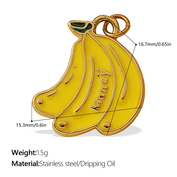 316L Stainless Steel Handmade Fruit Shaped Pendant Jewelry Strawberry Cherry Apple Electroplated Simple Style