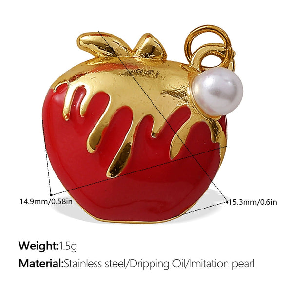 316L Stainless Steel Handmade Fruit Shaped Pendant Jewelry Strawberry Cherry Apple Electroplated Simple Style