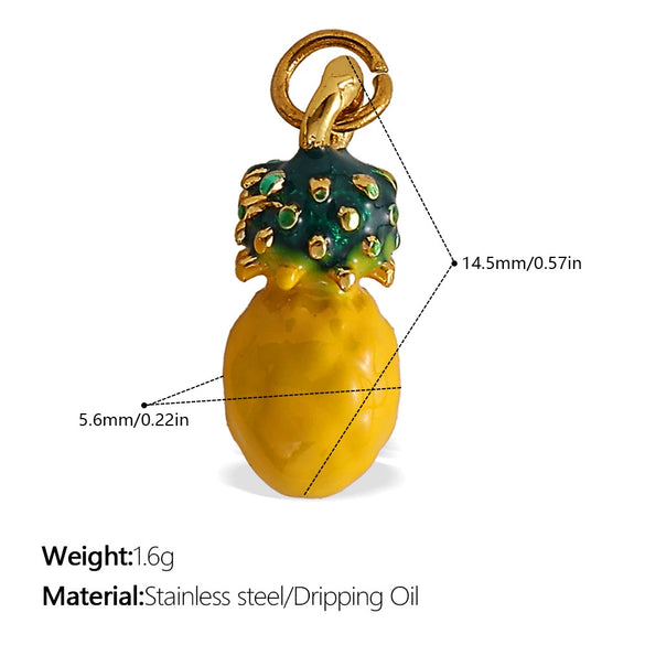 316L Stainless Steel Handmade Fruit Shaped Pendant Jewelry Strawberry Cherry Apple Electroplated Simple Style