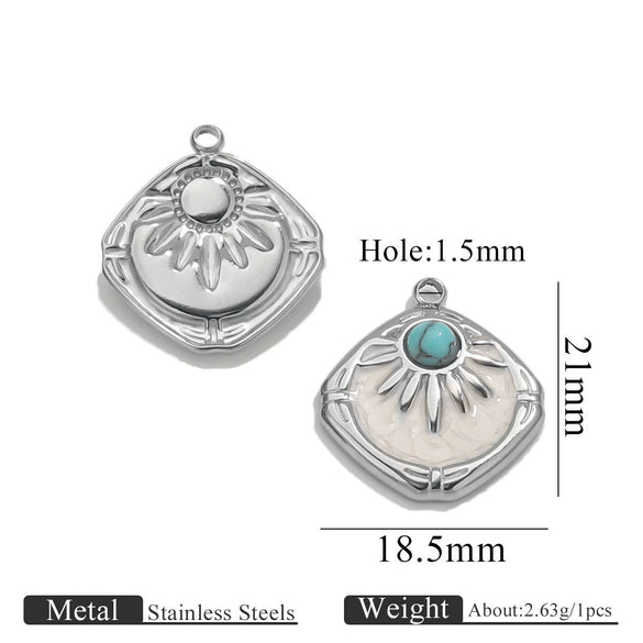 Stainless Steel Handmade Garden Oil Painting Round Wind Pendant Necklace And Bracelet Accessories With Electroplating