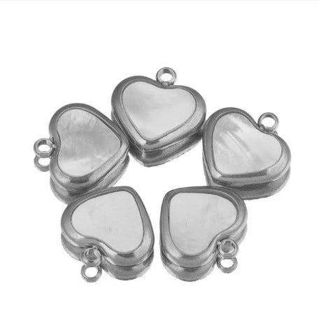 Stainless Steel Handmade Jewelry Accessories Natural Shell Peach Heart Pendant For Necklace And Earrings With Electroplating