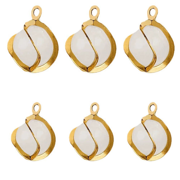Stainless Steel Handmade Jewelry Accessories With Cat's Eye Stone Twist Flower Pendant And Electroplating Treatment