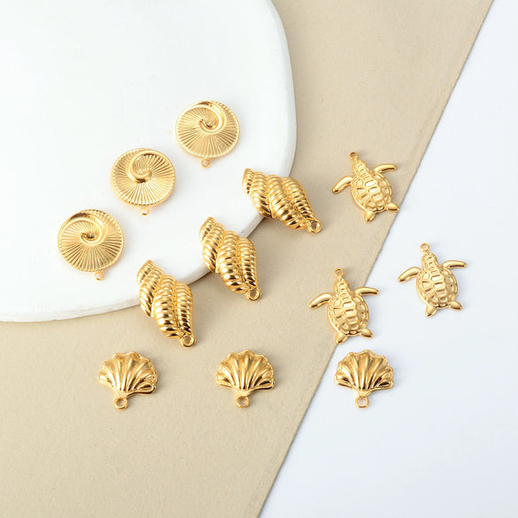 Stainless Steel Handmade Marine Series Turtle Shell Conch Jewelry Necklace Pendant Accessories With Electroplating