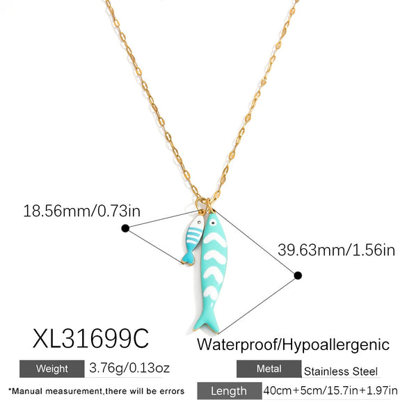 Stainless Steel Handmade Ocean Element Starfish Pendant Necklace With Electroplating For Women