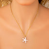 Stainless Steel Handmade Ocean Element Starfish Pendant Necklace With Electroplating For Women