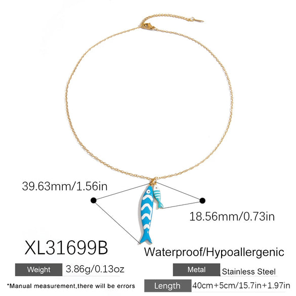 Stainless Steel Handmade Ocean Element Starfish Pendant Necklace With Electroplating For Women