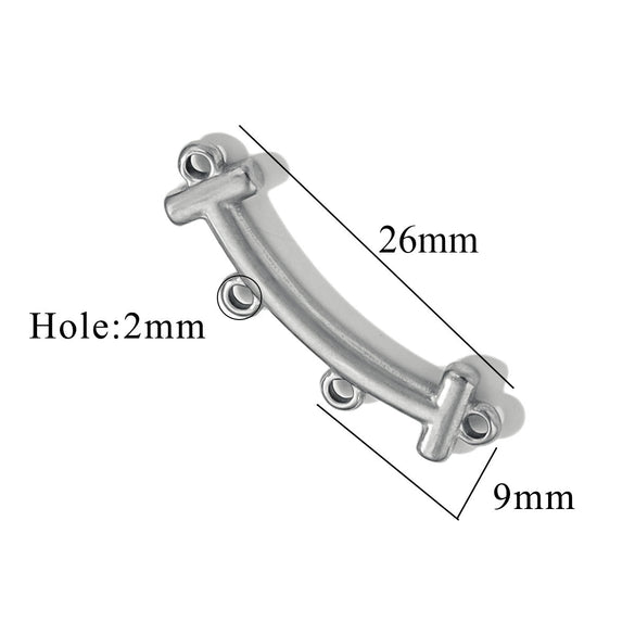 Stainless Steel Handmade Porous Curved Trinket Connector Jewelry Making Raw Material With 18K Electroplating
