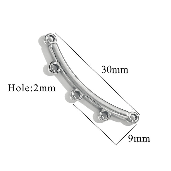 Stainless Steel Handmade Porous Curved Trinket Connector Jewelry Making Raw Material With 18K Electroplating