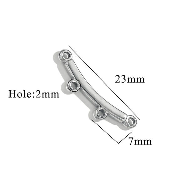 Stainless Steel Handmade Porous Curved Trinket Connector Jewelry Making Raw Material With 18K Electroplating