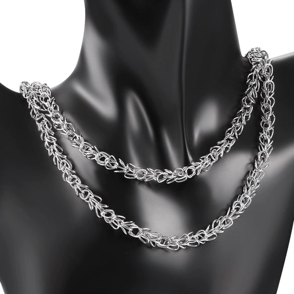 Stainless Steel Handmade Punk Three Dimensional Petal Jewelry Chain For Men And Women