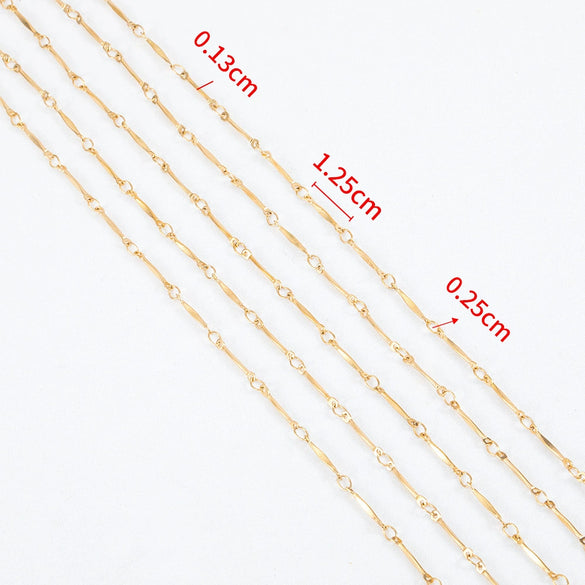Stainless Steel Handmade Round Bar Chain Necklace Accessories With Electroplating