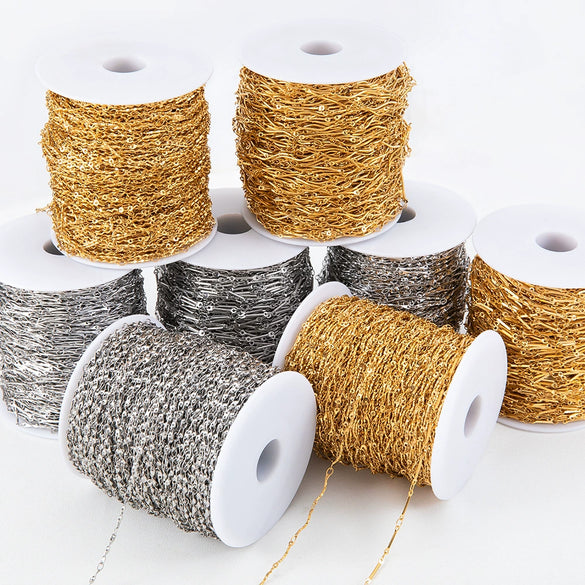 Stainless Steel Handmade Round Bar Chain Necklace Accessories With Electroplating