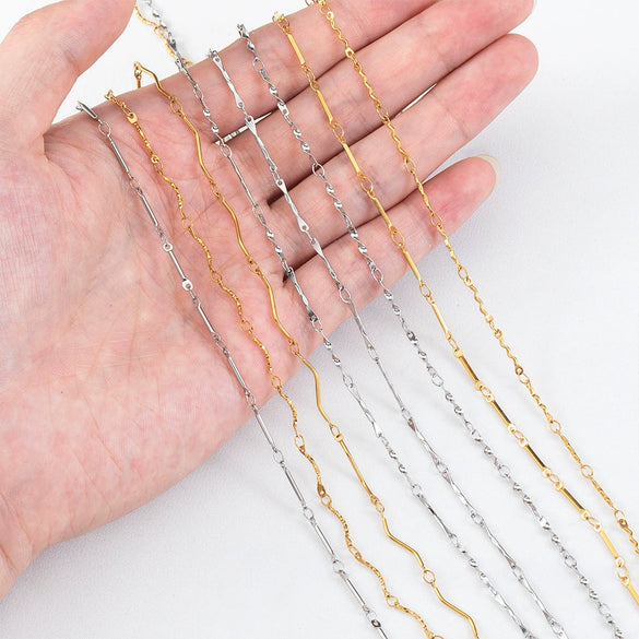 Stainless Steel Handmade Round Bar Chain Necklace Accessories With Electroplating