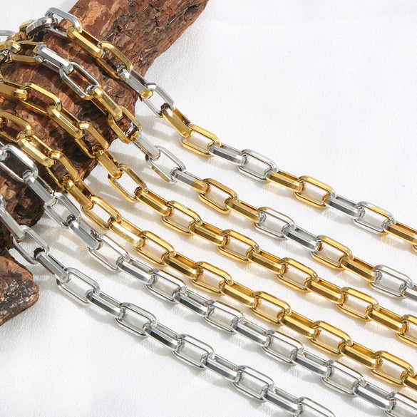 Stainless Steel Handmade Trapezoidal Chain Necklace Accessories Gold Electroplated