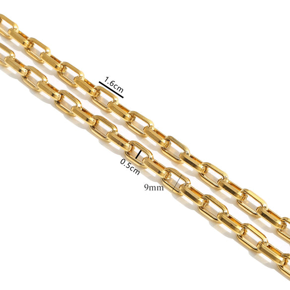 Stainless Steel Handmade Trapezoidal Chain Necklace Accessories Gold Electroplated
