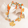 Stainless Steel Handmade Women's Necklace With Flower Sixpointed Star Coral Pendant And Colorful Silk Scarf Chain Electroplated Geometric Design