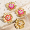 Stainless Steel Handmade Woven Flower Pearl Pendant Jewelry Accessories Earrings With Electroplating