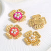 Stainless Steel Handmade Woven Flower Pearl Pendant Jewelry Accessories Earrings With Electroplating