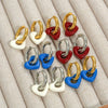 Stainless Steel Handpainted Enamel Heart And U Shape Electroplated Gold Women's Earrings