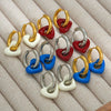 Stainless Steel Handpainted Enamel Heart And U Shape Electroplated Gold Women's Earrings