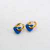 Stainless Steel Handpainted Enamel Heart And U Shape Electroplated Gold Women's Earrings