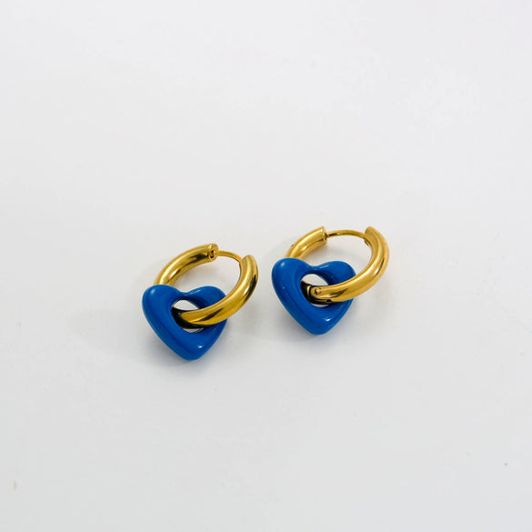 Stainless Steel Handpainted Enamel U Shape Heartshaped Electroplated Women's Earrings