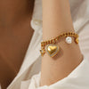 Stainless Steel Heart And Eightpointed Star Pendant Bracelet With Electroplating Ins Style