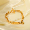 Stainless Steel Heart And Geometric Pattern Love Pendant Electroplated Titanium Steel Women's Bracelet