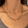 Stainless Steel Heart And Letter Fashion Necklace With Electroplating For Women