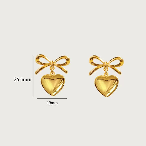 Stainless Steel Heart Bow Insects Niche Design Electroplated Women's Earrings