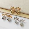 Stainless Steel Heart Bow Insects Niche Design Electroplated Women's Earrings