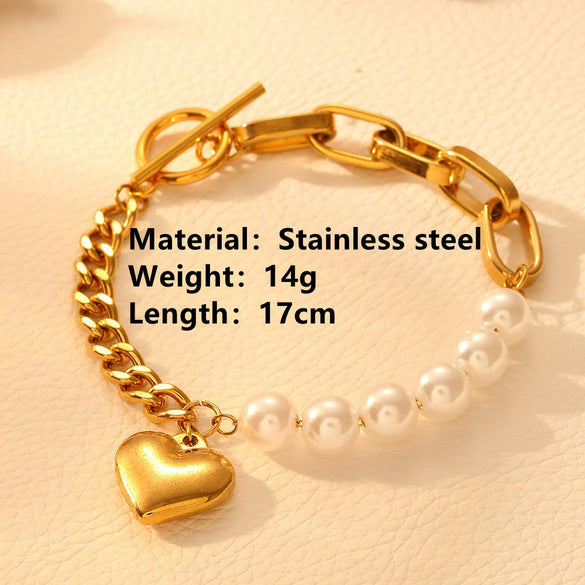 Stainless Steel Heart Bracelet For Women Niche Design Cartoon Style Electroplated