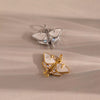 Stainless Steel Heart Butterfly Pendant Animal Necklace With Vacuum Electroplated 18K Gold Color Retention