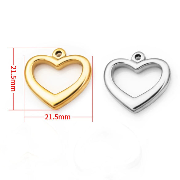 Stainless Steel Heart Cut Out Necklace Pendant Fashion Diy Jewelry Accessories Electroplating
