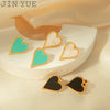 Stainless Steel Heart Drop Earrings French Retro Style Electroplated