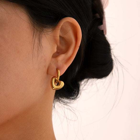 Stainless Steel Heart Earrings For Women Electroplated