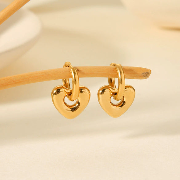 Stainless Steel Heart Earrings For Women Electroplated