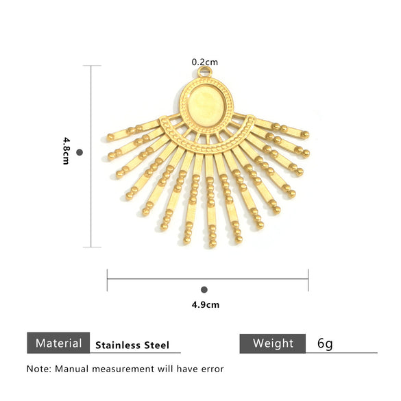 Stainless Steel Heart Fanshaped Leaf Pendant Jewelry Highend Electroplated For Necklace Bracelet Accessories