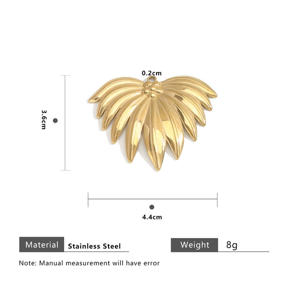 Stainless Steel Heart Fanshaped Leaf Pendant Jewelry Highend Electroplated For Necklace Bracelet Accessories