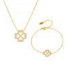 316L Stainless Steel Heart Fourleaf Flower Multilayer Necklace Bracelet Set For Women Electroplated Fashion Elegant