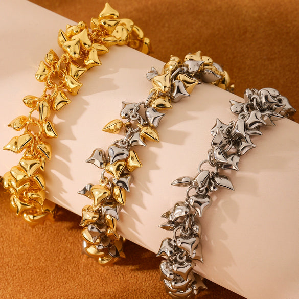 Stainless Steel Heart Geometric Fashion Electroplated Hand Jewelry Bracelet For Women