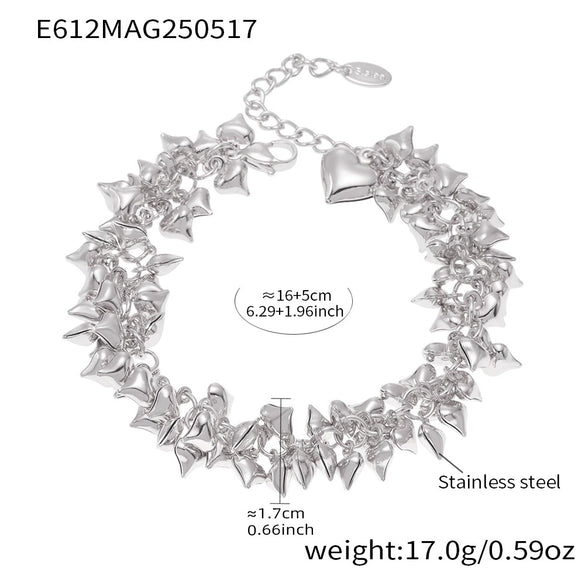 Stainless Steel Heart Geometric Fashion Electroplated Hand Jewelry Bracelet For Women