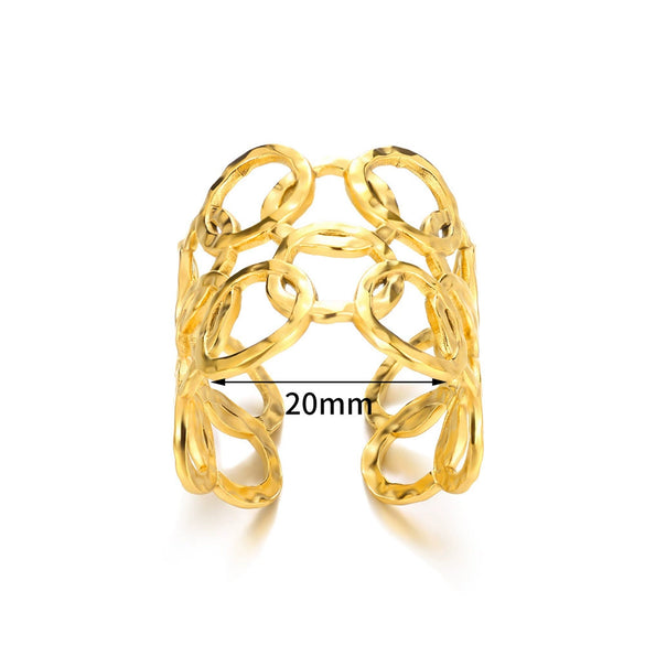 Stainless Steel Heart Geometric Open Ring Jewelry For Men And Women Electroplated