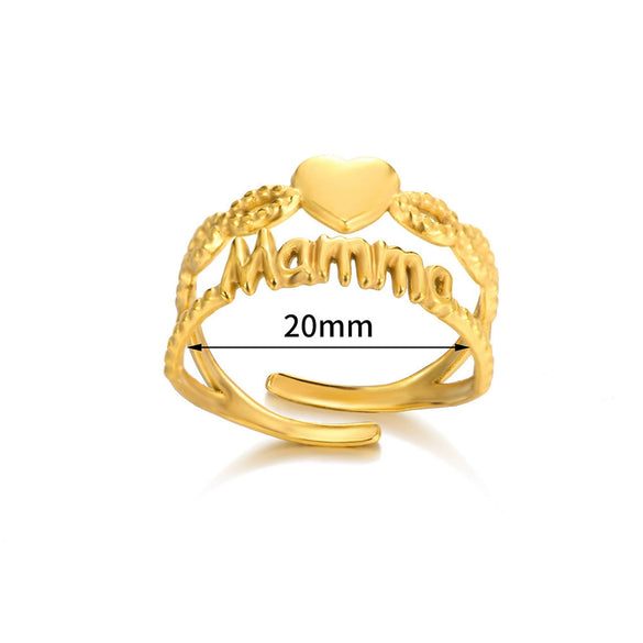 Stainless Steel Heart Geometric Open Ring Jewelry For Men And Women Electroplated