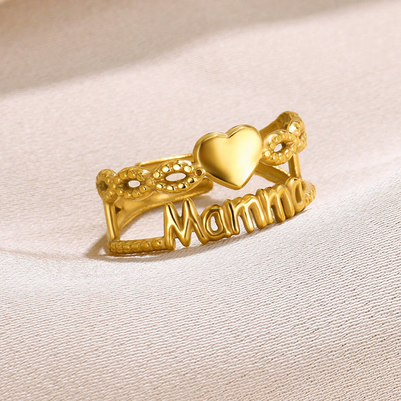 Stainless Steel Heart Geometric Open Ring Jewelry For Men And Women Electroplated